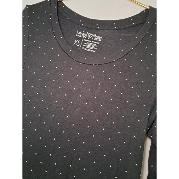 Latched Mama Nursing A-Line Tie Back Midi Dress Black White Polka Dot Size XS - Picture 3 of 10